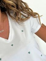 Tee shirt Coeurs brodés (vert d’eau)