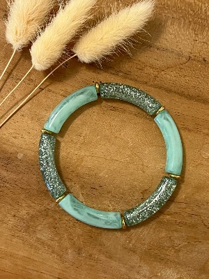 Bracelet Titia (vert d’eau pailleté)