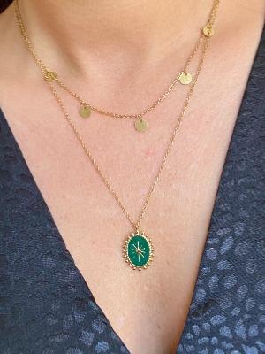 Collier deux rangs  June (vert)